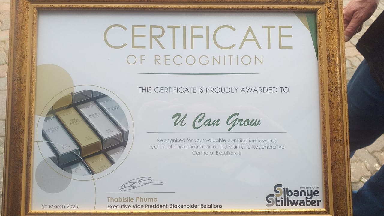 U Can Grow — Sibanye-Stillwater recognition award